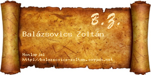 Balázsovics Zoltán névjegykártya